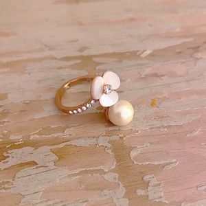 Kate Spade Pearl and Pink Flower Ring